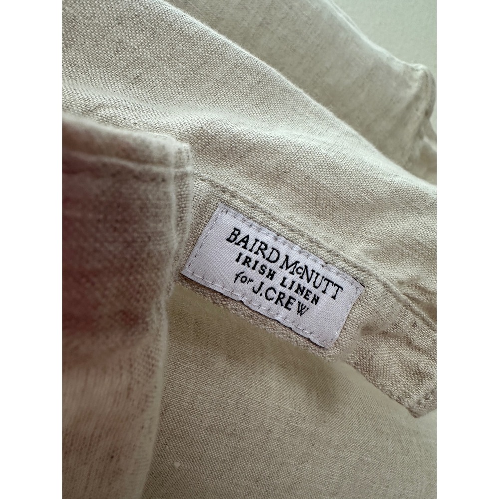 J.Crew Button Down Shirt Womens L Beige Baird McNutt Irish Linen Short Sleeve - Picture 5 of 10